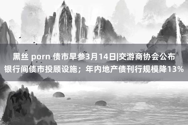 黑丝 porn 债市早参3月14日|交游商协会公布银行间债市投顾设施；年内地产债刊行规模降13%
