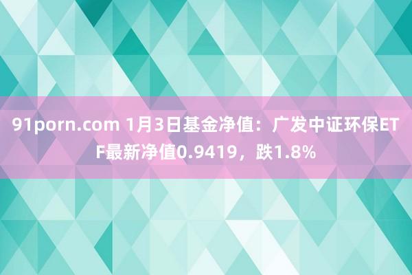 91porn.com 1月3日基金净值：广发中证环保ETF最新净值0.9419，跌1.8%